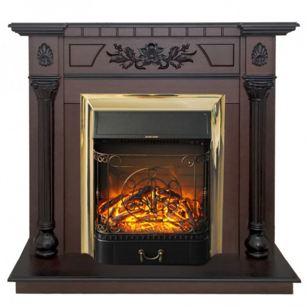 Электрокамин с классическим очагом 2D Real-Flame Dacota STD/EUG AO с очагами Fobos s Lux BL/BR, Majestic s Lux BL/BR