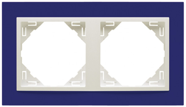 Рамка Efapel Logus90, 2 поста, плоская, универсальная, цвет: синий/лёд, линейка "Анимато" (90920 TZG)