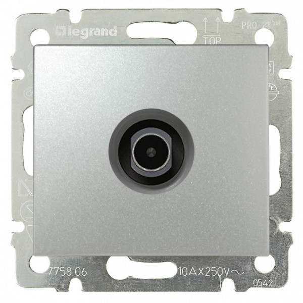 Розетка в сборе Legrand Valena, 1x TV, внутренняя, цвет: алюминий, (LEG.770130)