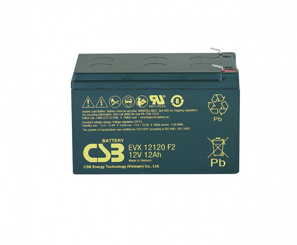Аккумулятор для ИБП CSB Battery EVX, 94,1х98х151 мм (ВхШхГ),  необслуживаемый свинцово-кислотный,  12V/12 Ач, (EVX 12120)