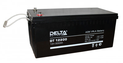 Аккумулятор для ИБП Delta Battery DT, 244х240х523 мм (ВхШхГ),  Необслуживаемый свинцово-кислотный,  12V/200 Ач, цвет: чёрный, (DT 12200)