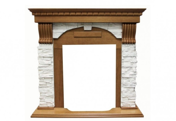 Классический портал для камина Royal Flame Dublin арочный сланец белый под очаг Majestic FX / Fobos FX