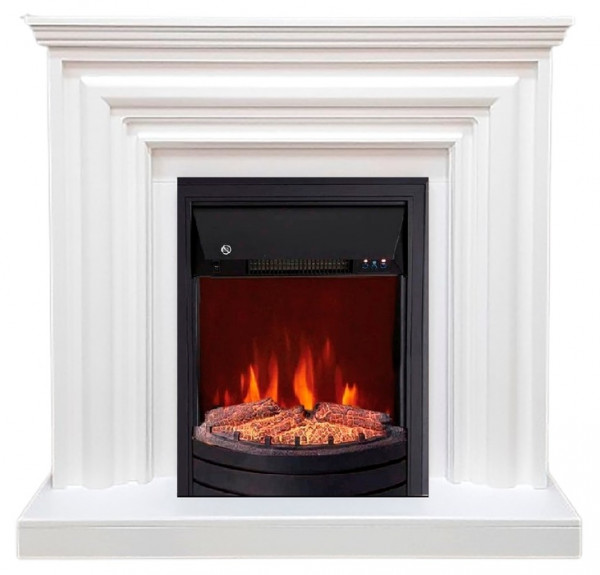 Электрокамин с классическим очагом 2D Elekam Vakanda белый с черным с очагом Spark