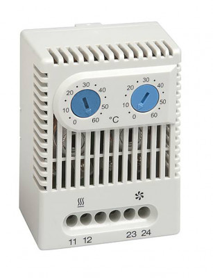 Термостат STEGO ZR 011, 67х50х46 мм (ВхШхГ), на DIN-рейку, для нагревателя, 250V, разноцветный, диапазон настройки (NO) от 0°C до +60°C, (NO) от 0°C до +60°C