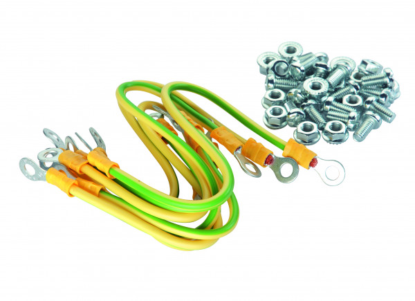 Кабель заземления Eurolan, для шкафов и стоек Eurolan, цвет: жёлто-зелёный, 4 провода 400 мм × 4 кв.мм, 4 провода 800 мм × 4 кв.мм, винт, гайка