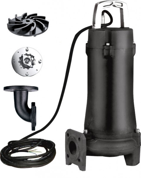 Фекальный насос LEO 32SWPm3.6-17-1.1/QG, (1.1кВт, 8м3/ч, H-18м, d патр.32мм, до 5мм)