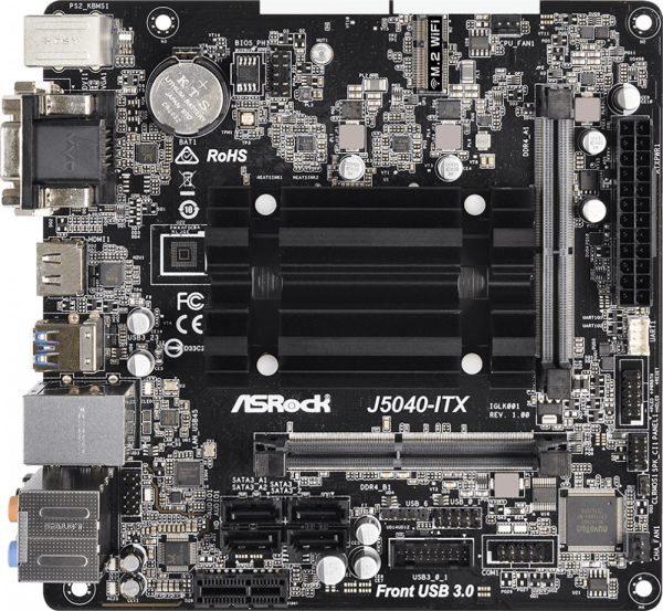 Материнская плата ASRock J5040-ITX + Pentium J5040 onboard