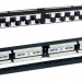 Коммутационная патч-панель Hyperline, 19", 1HU, портов: 24 х RJ45, кат. 6, универсальная, неэкр., модули углового типа, цвет: чёрный, (PP2A-19-24S-8P8C-C6-110)