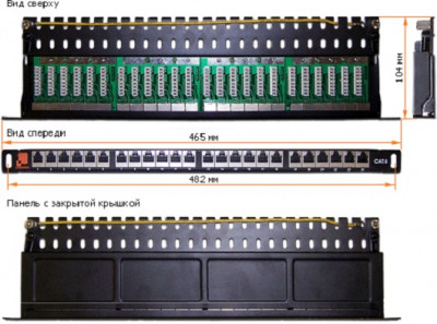 Коммутационная патч-панель Lanmaster, 19", 0,5HU, портов: 24 х RJ45, кат. 6, экр., цвет: чёрный, (LAN-PPC24S6)