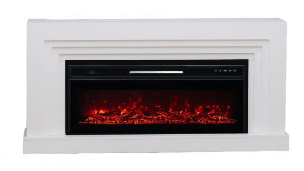Линейный электрокамин Elekam Delta белый с очагом Pulsar 38