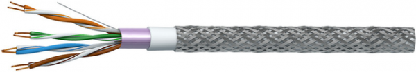 Кабель симметричный для структурированных кабельных систем (F/UTP) категории 5e, групповой прокладки, с пониженным дымо- и газовыделением, бронированный КВПЭфКГнг(А)-LS-5е 4х2х0,52 (Спецкабель)