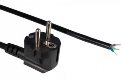 Шнур для блока питания Hyperline, Shuko, 3 м, 10А, угловая вилка, цвет: чёрный