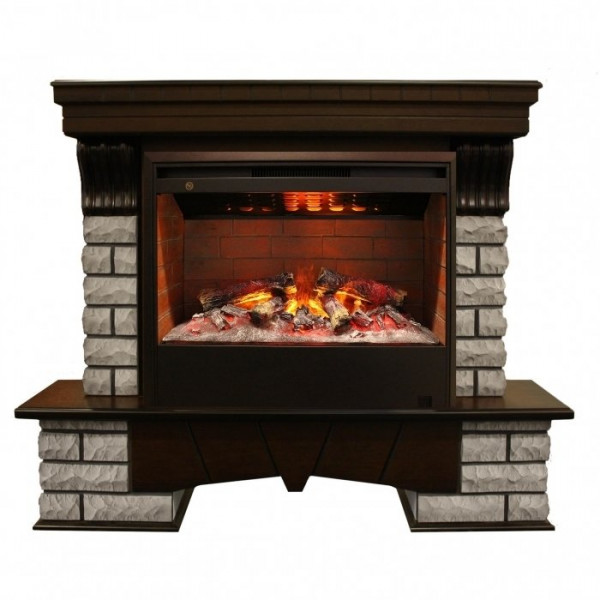 Электрокамин с широким очагом 3D Real-Flame Country Rock 26 AO с очагом 3D Helios 26