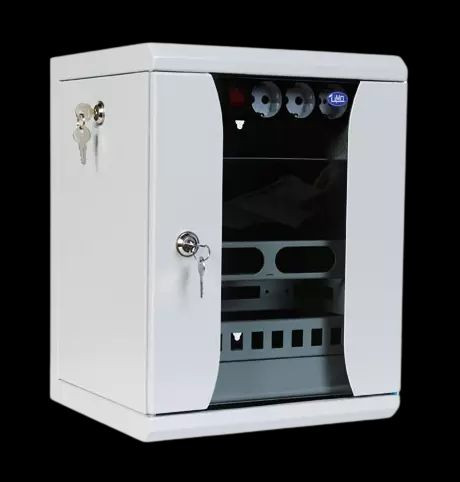 Шкаф телекоммуникационный настенный ЦМО ШРН-10", 10", 12U, 600х320х305 мм (ВхШхГ), дверь: стекло, сварной, цвет: серый