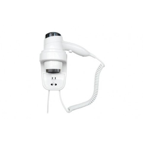 Настенный фен Nofer HOTELline белый с розеткой 1800-2200 W (02012.W)