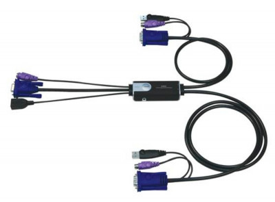 Переключатель KVM Aten, портов: 2, 21,3х34х84,5 мм (ВхШхГ), USB, PS/2, цвет: чёрный