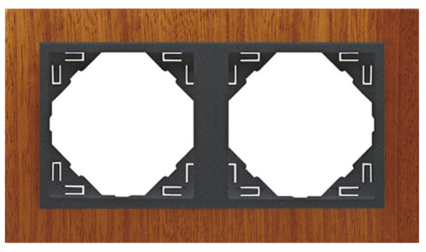 Рамка Efapel Logus90, 2 поста, плоская, универсальная, цвет: красное дерево/серый, линейка "Дерево" (90920 TMS)
