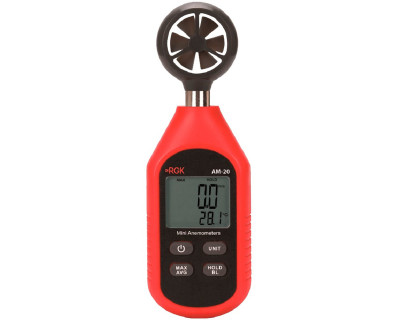 Тестер RGK, (AM-20), температурный, с дисплеем, питание: батарейки, корпус: пластик, анемометр, (776288)