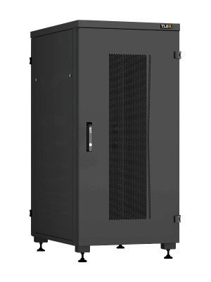 Шкаф телекоммуникационный напольный TLK Lite II, IP20, 24U, 1242х600х800 мм (ВхШхГ), дверь: перфорация, задняя дверь: металл, боковая панель: сплошная съемная, разборный, цвет: чёрный, (TFI-246080-PMMM-R-BK)