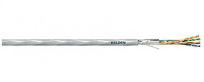 Кабель витая пара Belden, F/UTP, 4 пар., кат. 5е, проводник Ø 0,51мм, AWG24, PVC, 100МГц, 1м (катушка 305м), тип прокладки: внутри зданий, цвет: серый