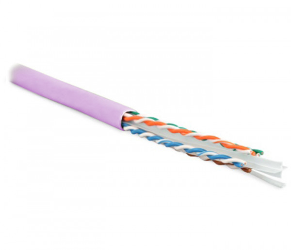 Кабель витая пара Hyperline UUTP4-C6-S23-IN-LSZH, U/UTP, 4 пар., кат. 6, проводник Ø 0,57мм, AWG23, LSZH (нг(A)-HF), 250МГц, 1м (100м), тип прокладки: внутри зданий, цвет: розовый