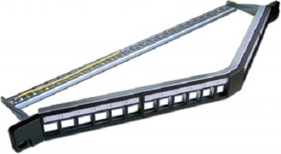 Коммутационная патч-панель наборная Lanmaster, 19", 0,6HU, портов: 24 х keystone, кат. 5-7A, экр., порты в 1 ряд, цвет: чёрный, (LAN-PPAC24OK-STP)