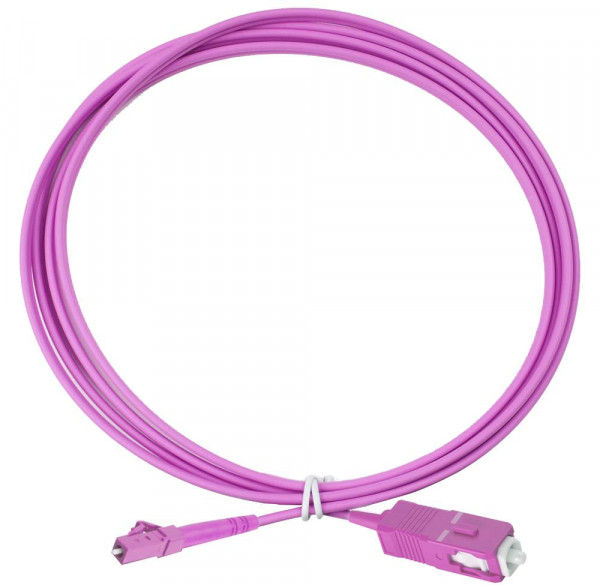 Коммутационный шнур оптический Eurolan Tight Buffer, Simplex SC/LC, OM4 50/125, LSZH (нг(A)-HF), 3м, цвет: пурпурный, (41E-40-SC-LC-03)