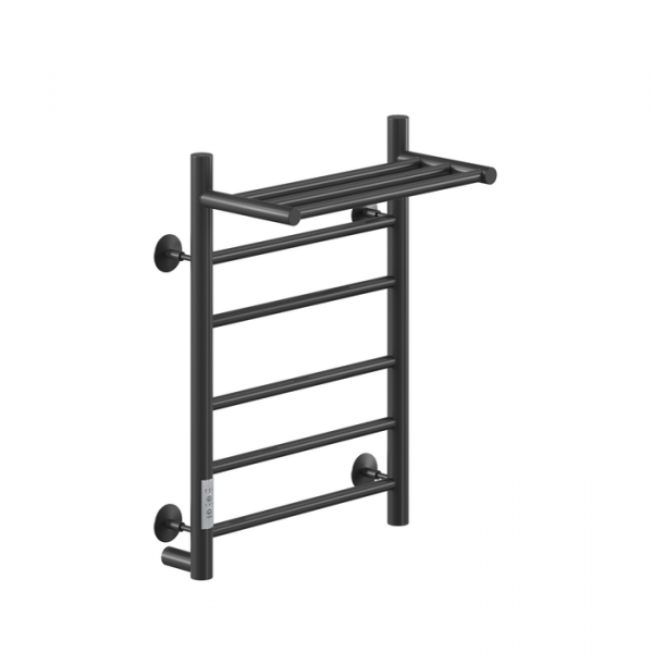 Электрический полотенцесушитель Ника WAY-2 60/50 с полкой RAL9005 черный матовый левый тэн