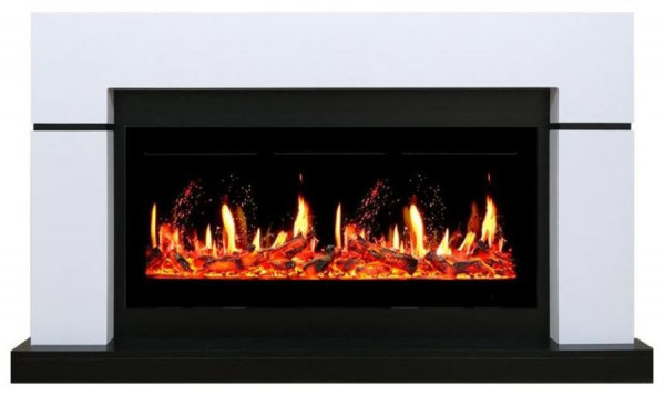 Линейный электрокамин Royal Flame Lindos белый c очагом 5D V-ART 40