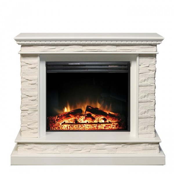 Электрокамин с широким очагом 2D Royal Flame Calgary сланец белый с очагом Jupiter FX New
