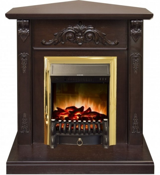 Электрокамин с классическим очагом 2D Real-Flame Anita corner AO с очагами Fobos/Majestic