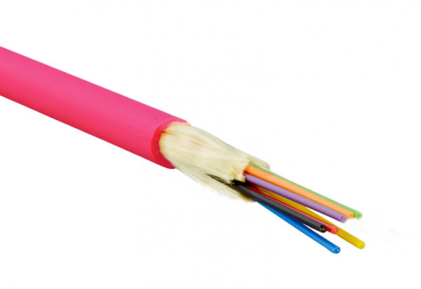 Кабель волоконно-оптический Eurolan Tight Buffer,  8хОВ, OM4 50/125, LSZH (нг(A)-HF), Ø 6,8мм, универсальный, небронированный, упрочняющие стекловолоконные нити, цвет: маджента
