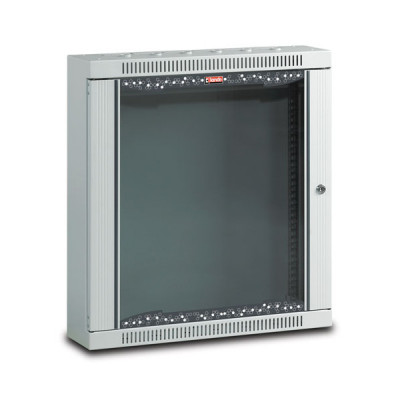 Шкаф телекоммуникационный настенный Lande NETbox HOME, 19", 9U, 506х600х150 мм (ВхШхГ), дверь: стекло, боковая панель: сплошная несъемная, цвет: серый