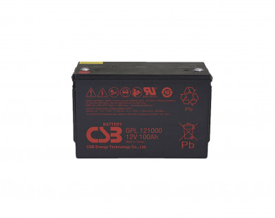 Аккумулятор для ИБП CSB Battery GPL, 213,9х170х343 мм (ВхШхГ),  необслуживаемый свинцово-кислотный,  12V/100 Ач, (GPL 121000)