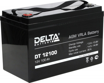 Аккумулятор для ИБП Delta Battery DT, 219х172х329 мм (ВхШхГ),  Необслуживаемый свинцово-кислотный,  12V/100 Ач, цвет: чёрный, (DT 12100)