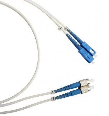 Коммутационный шнур оптический Hyperline, Duplex SC/FC (UPC), OS2 9/125, LSZH, Ø 2мм, 1м, цвет: белый, (FC-D2-9A1-FC/UR-SC/UR-H-1M-LSZH-WH)