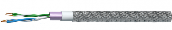 Кабель симметричный для структурированных кабельных систем (F/UTP) категории 5e, групповой прокладки, с пониженным дымо- и газовыделением, бронированный КВПЭфКГнг(А)-LS-5е 2х2х0,52 (Спецкабель)