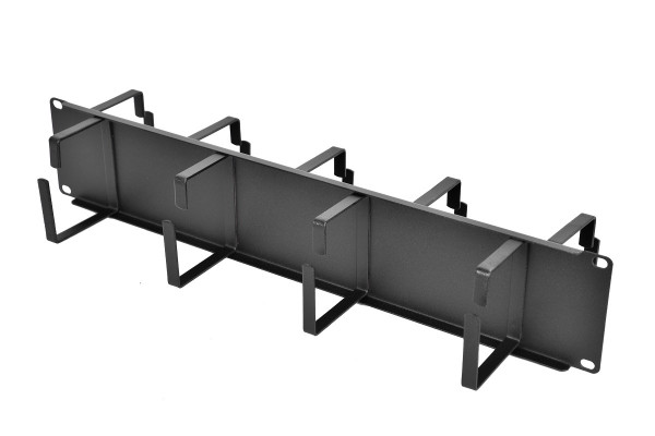 Организатор коммутационных шнуров ЦМО, 19", 2HU, 88х482,6х145,2 мм (ВхШхГ), горизонтальный, 9 колец, для кабеля, цвет: чёрный