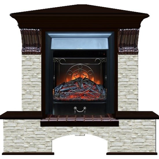 Электрокамин с классическим очагом 2D Glenrich Бостон К угловой (Magestic BL,BR) камень-Грот однотонный/цвет-Венге