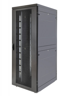 Шкаф серверный напольный Eurolan Rackcenter D9000, IP20, 48U, 2320х750х1000 мм (ВхШхГ), дверь: перфорация, задняя дверь: двойная распашная, перфорация, боковая панель: сплошная, 2 части, собранный, цвет: чёрный, (60F-48-7A-94BL)