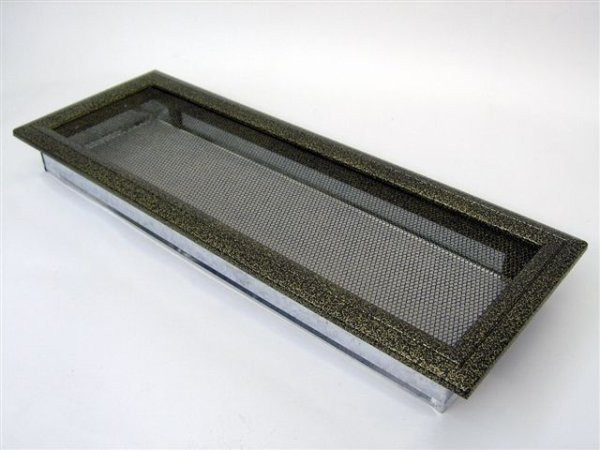 Вентиляционная решетка для камина Kratki 17х49 Оскар черная/латунь 49OCZ