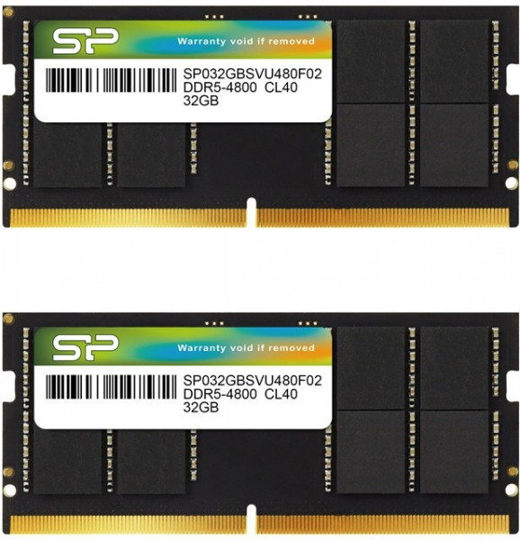 Оперативная память 64Gb DDR5 4800MHz Silicon Power SO-DIMM (SP064GBSVU480F22) (2x32Gb KIT)