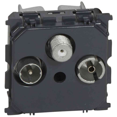 Розетка в сборе Legrand Celiane, 3x TV/FM/SAT, IP20, внутренняя, цвет: чёрный, (LEG.067388)