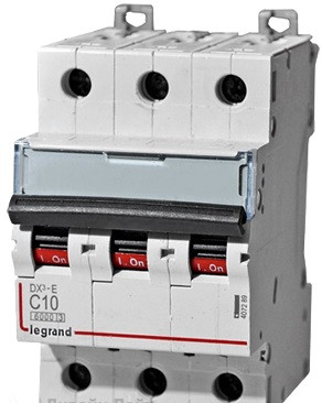 Автоматический выключатель Legrand DX3, 3 модуль, C класс, 3P, 10А, 6кА, (LEG.407289)
