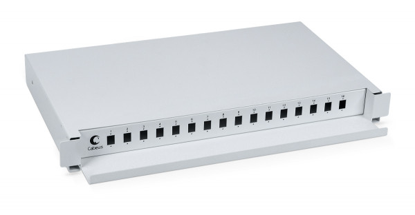 Бокс оптический Cabeus, портов: 16, SC/LC (duplex), 32 хОВ, 1U, 44х430х250 мм (ВхШхГ), цвет: серый, (ODF-19-16-SC)