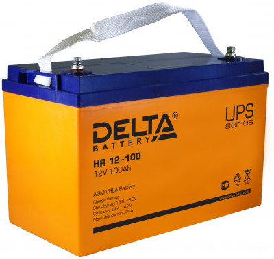 Аккумулятор для ИБП Delta Battery HR, 220х171х330 мм (ВхШхГ),  Необслуживаемый свинцово-кислотный,  12V/100 Ач, цвет: оранжевый, (HR 12-100)