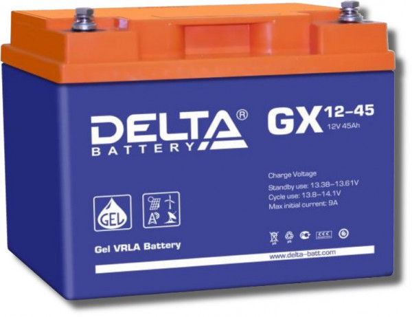 Аккумулятор герметичный свинцово-кислотный Delta GX 12-45
