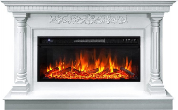 Линейный электрокамин Royal Flame Sicilia (белый) с очагом Vision 42 LED