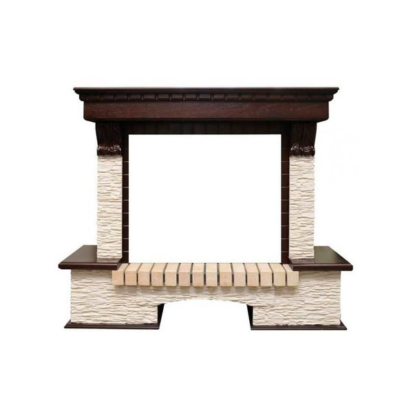 Широкий портал Royal Flame Pierre Luxe мелкий слан. беж. под очаг Jupiter FX New Темный дуб