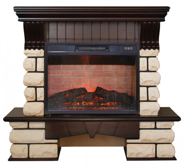 Электрокамин с широким очагом 2D Real-Flame Kavkaz 25,5/24 с очагом Irvine 24